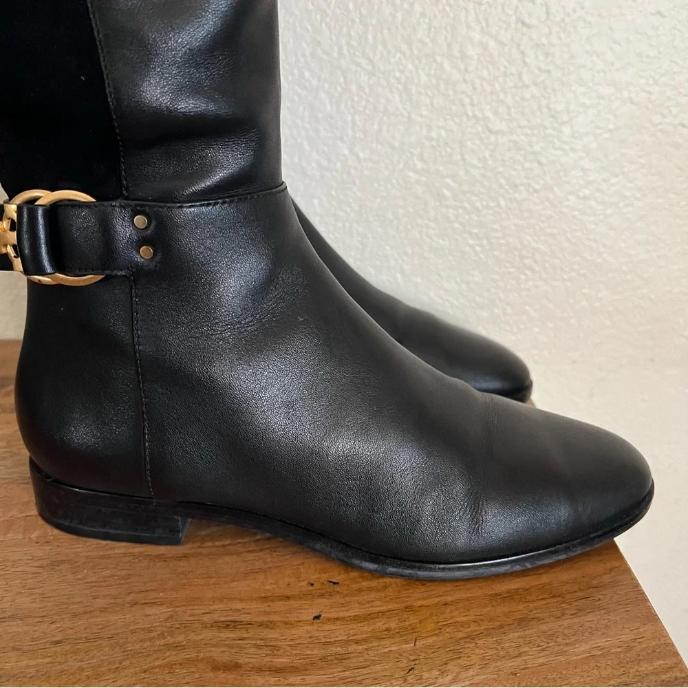 Tory Burch Marsden Over The Knee Black Leather Boots Size 9M